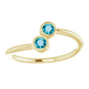 14K Yellow Natural London Blue Topaz Two-Stone Ring