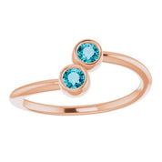 14K Rose Natural London Blue Topaz Two-Stone Ring