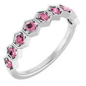 Sterling Silver Natural Pink Tourmaline Stackable Ring