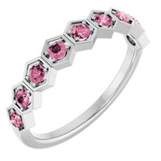 Sterling Silver Natural Pink Tourmaline Stackable Ring