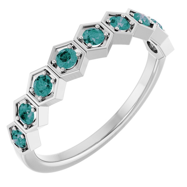 14K White Lab-Grown Alexandrite Stackable Ring