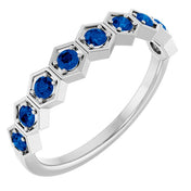 14K White Natural Blue Sapphire Stackable Ring