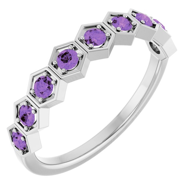 Sterling Silver Natural Amethyst Stackable Ring