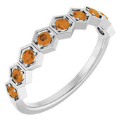 Platinum Natural Citrine Stackable Ring