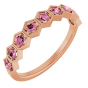 14K Rose Natural Pink Tourmaline Stackable Ring