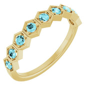 14K Yellow Natural Blue Zircon Stackable Ring