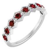 14K White Natural Mozambique Garnet Stackable Ring