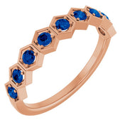 14K Rose Natural Blue Sapphire Stackable Ring
