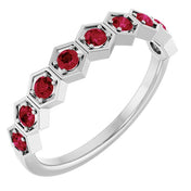 14K White Natural Ruby Stackable Ring