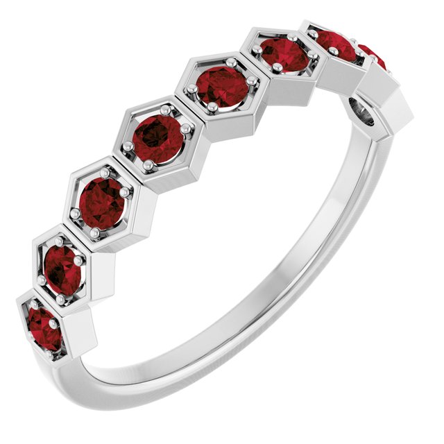 Sterling Silver Natural Mozambique Garnet Stackable Ring