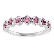 Sterling Silver Natural Pink Tourmaline Stackable Ring