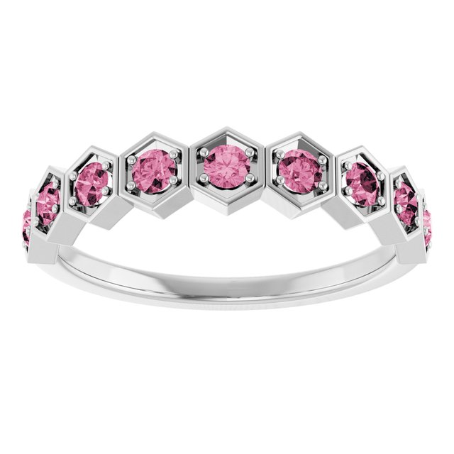Sterling Silver Natural Pink Tourmaline Stackable Ring
