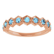 14K Rose Natural Aquamarine Stackable Ring