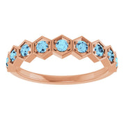14K Rose Natural Aquamarine Stackable Ring