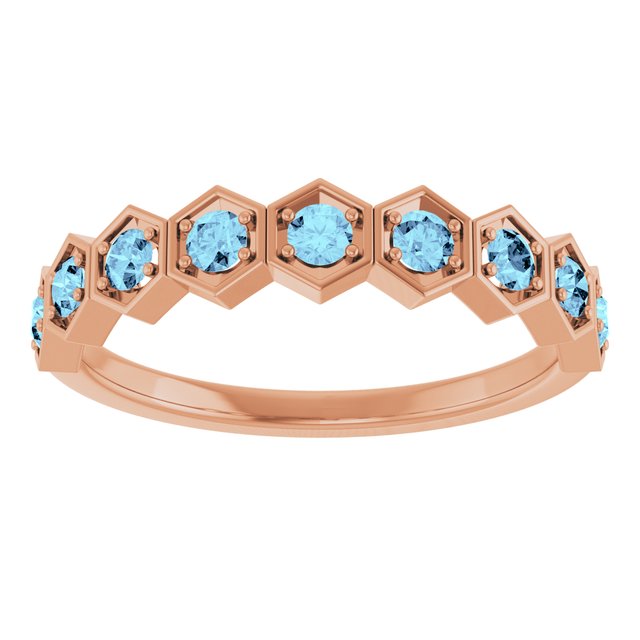 14K Rose Natural Aquamarine Stackable Ring