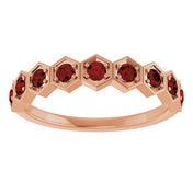 14K Rose Natural Mozambique Garnet Stackable Ring