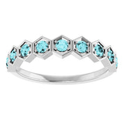 Sterling Silver Natural Blue Zircon Stackable Ring