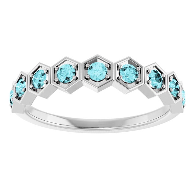 Sterling Silver Natural Blue Zircon Stackable Ring