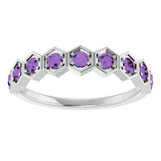 Platinum Natural Amethyst Stackable Ring
