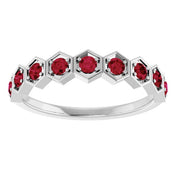 14K White Natural Ruby Stackable Ring