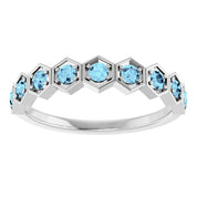 Platinum Natural Aquamarine Stackable Ring