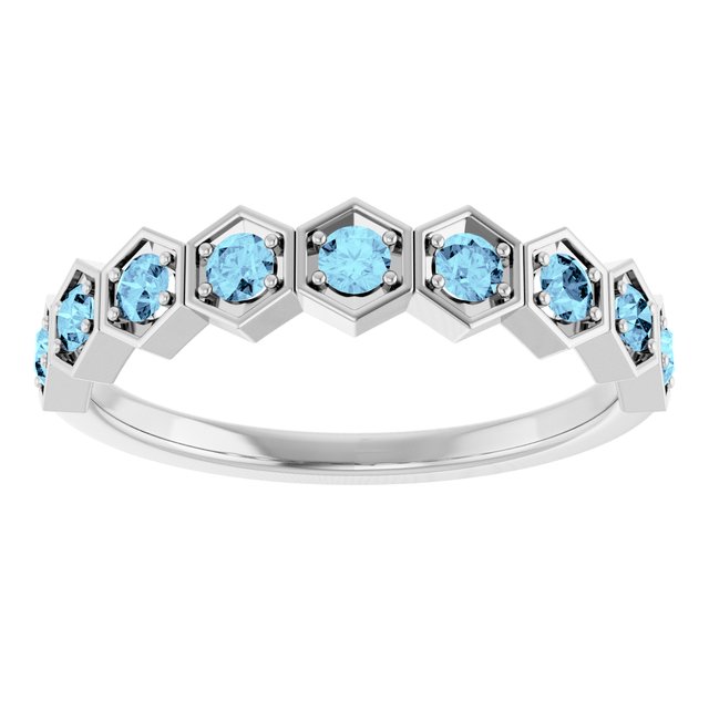 Platinum Natural Aquamarine Stackable Ring