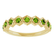 14K Yellow Natural Peridot Stackable Ring