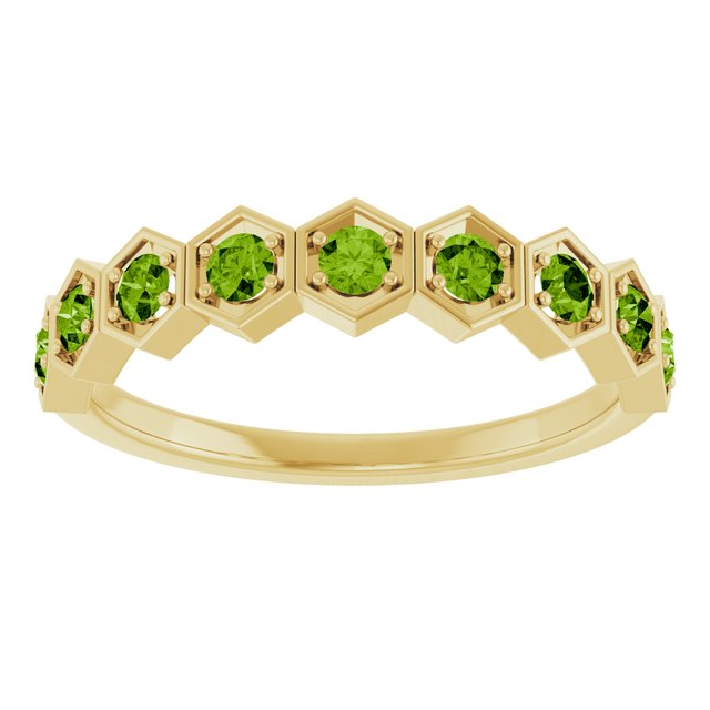 14K Yellow Natural Peridot Stackable Ring