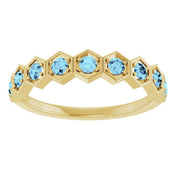 14K Yellow Natural Aquamarine Stackable Ring