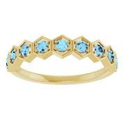 14K Yellow Natural Aquamarine Stackable Ring