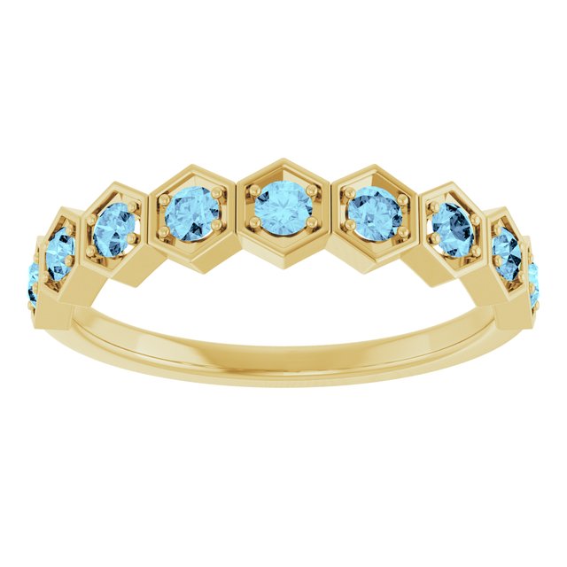 14K Yellow Natural Aquamarine Stackable Ring