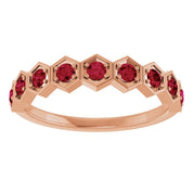 14K Rose Lab-Grown Ruby Stackable Ring