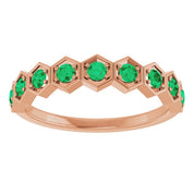 14K Rose Natural Emerald Stackable Ring