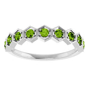 14K White Natural Peridot Stackable Ring