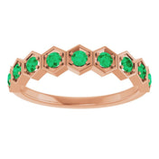 14K Rose Lab-Grown Emerald Stackable Ring