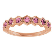 14K Rose Natural Pink Tourmaline Stackable Ring