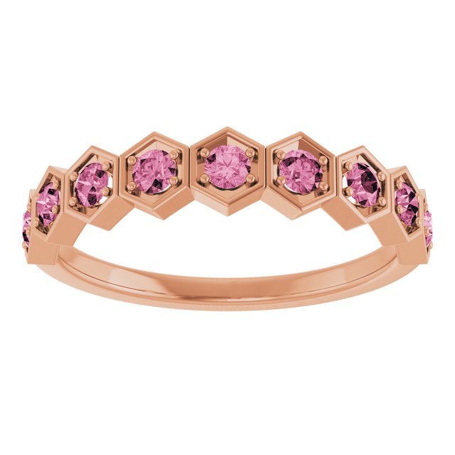 14K Rose Natural Pink Tourmaline Stackable Ring