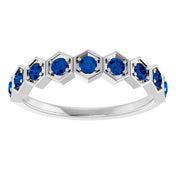 Platinum Natural Blue Sapphire Stackable Ring