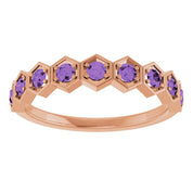 14K Rose Natural Amethyst Stackable Ring