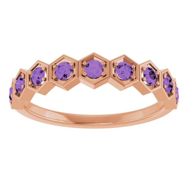 14K Rose Natural Amethyst Stackable Ring
