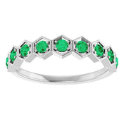 Sterling Silver Natural Emerald Stackable Ring