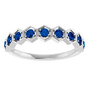 Sterling Silver Lab-Grown Blue Sapphire Stackable Ring