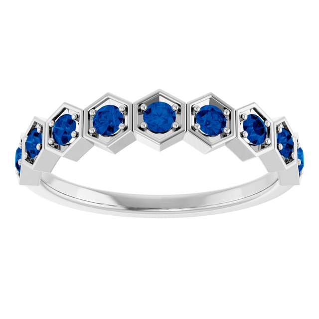 Sterling Silver Lab-Grown Blue Sapphire Stackable Ring