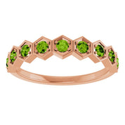 14K Rose Natural Peridot Stackable Ring