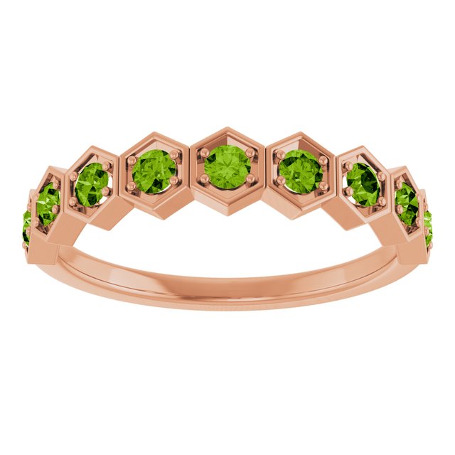 14K Rose Natural Peridot Stackable Ring