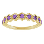 14K Yellow Natural Amethyst Stackable Ring
