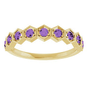 14K Yellow Natural Amethyst Stackable Ring