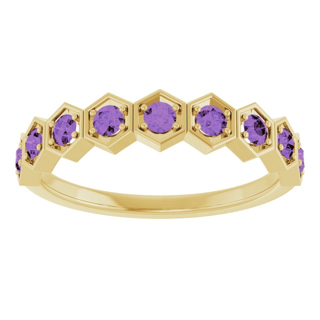14K Yellow Natural Amethyst Stackable Ring