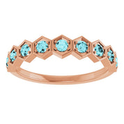 14K Rose Natural Blue Zircon Stackable Ring