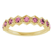 14K Yellow Natural Pink Tourmaline Stackable Ring